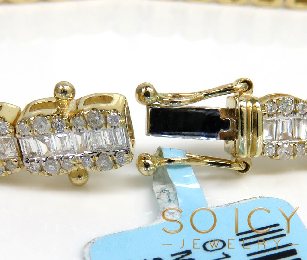 14k gold round & baguette diamond bracelet 7