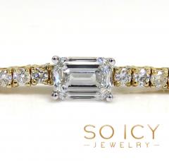 14k gold round 4 pointer diamond & emerald lab grown tennis bracelet 7.50