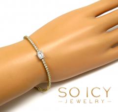 14k gold round 4 pointer diamond & emerald lab grown tennis bracelet 7.50