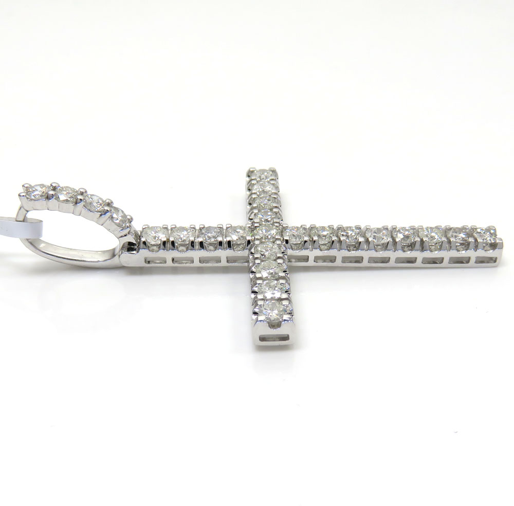14k white gold large 15 pointer diamond prong cross 3.36ct