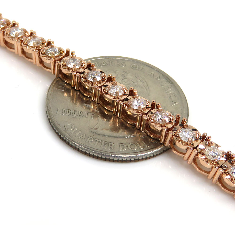 14k gold round 7 pointer lab diamond illusion tennis bracelet 4.40mm 3.50ct - Image 4