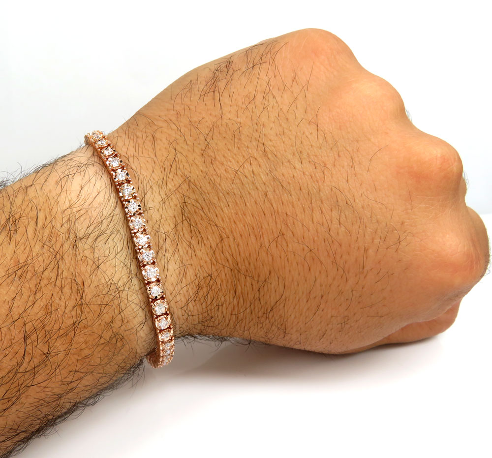 14k gold round 7 pointer lab diamond illusion tennis bracelet 4.40mm 3.50ct