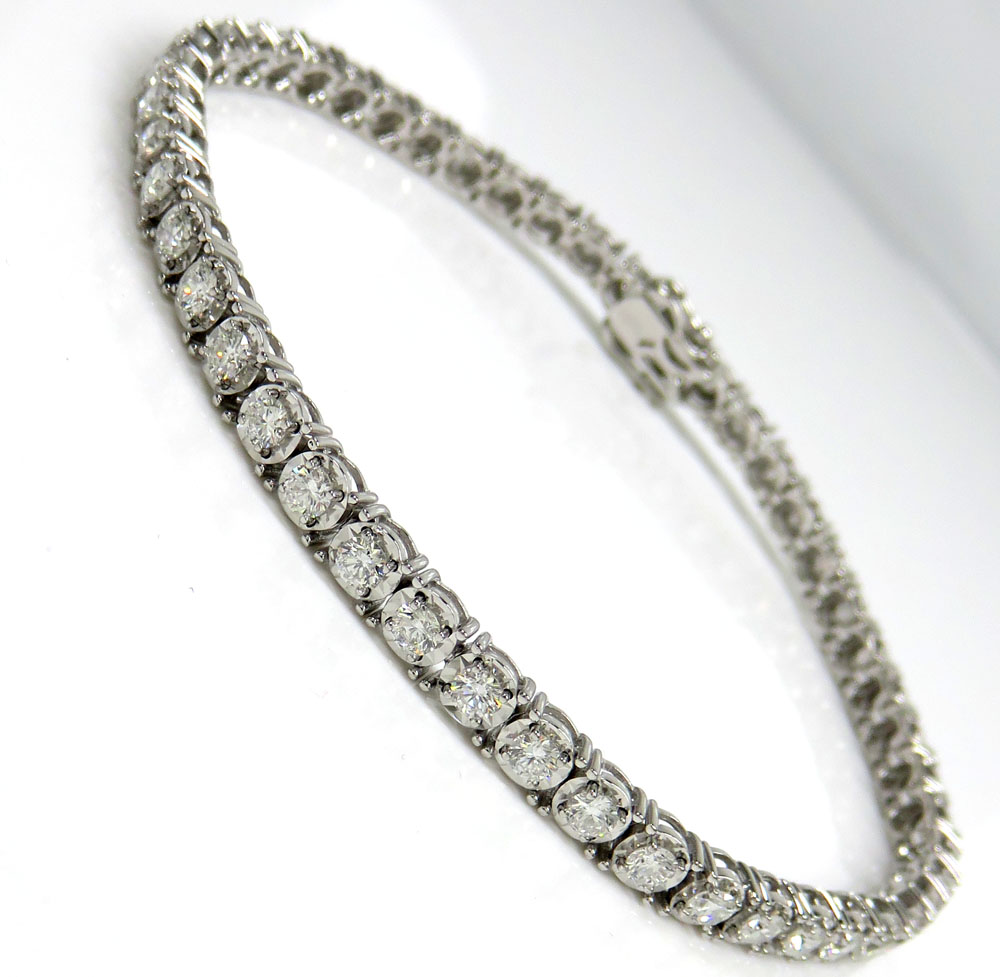 14k gold round 7 pointer lab diamond illusion tennis bracelet 4.40mm 3.50ct - Image 7
