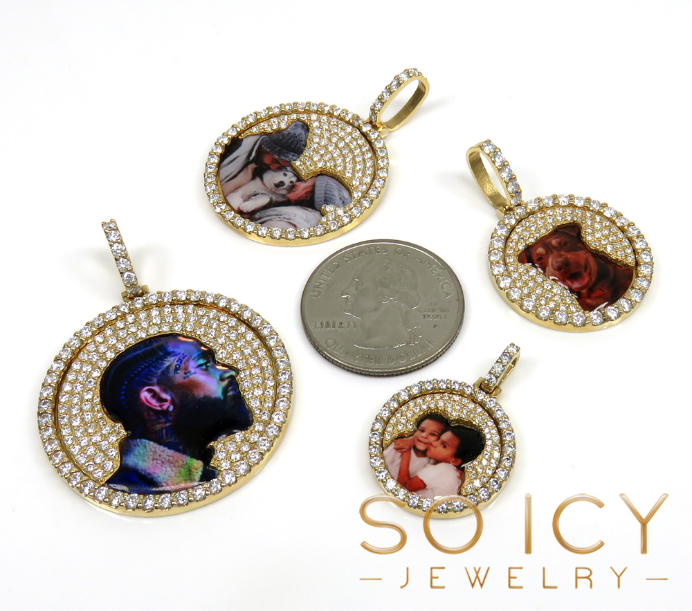 14k yellow gold mini-large diamond picture pendant 1.30-3.75ct - Image 2