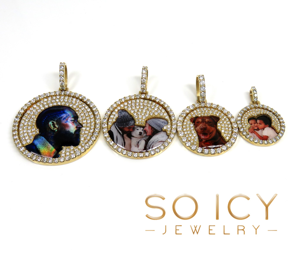 14k yellow gold mini-large diamond picture pendant 1.30-3.75ct - Image 5