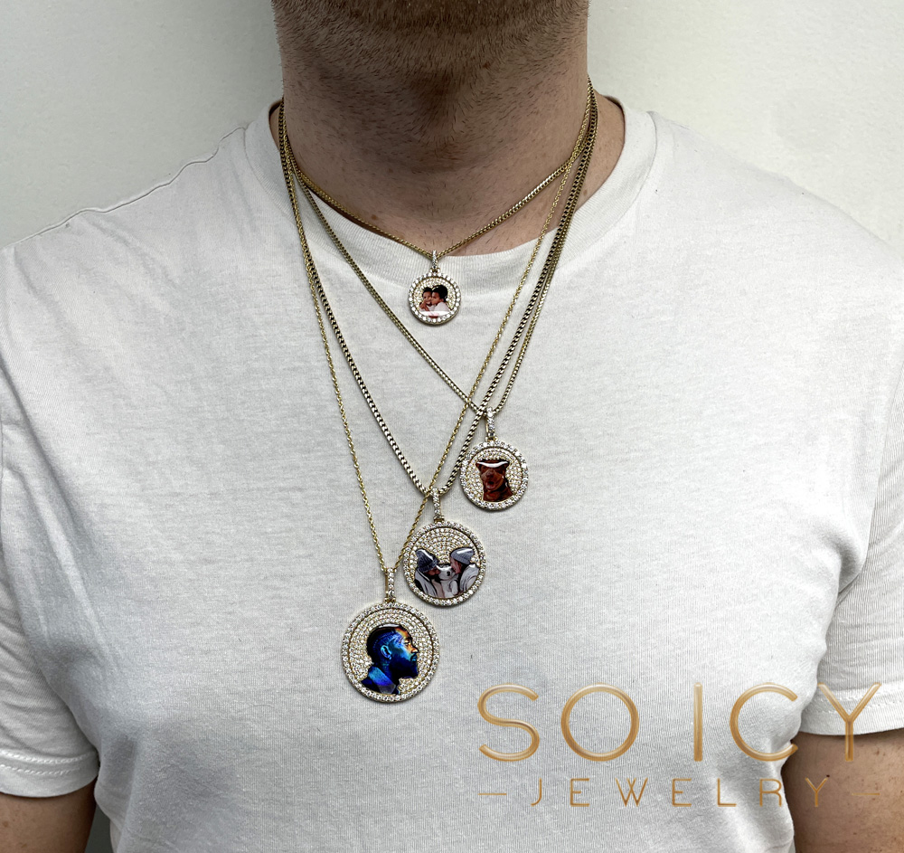 14k yellow gold mini-large diamond picture pendant 1.30-3.75ct - Image 6