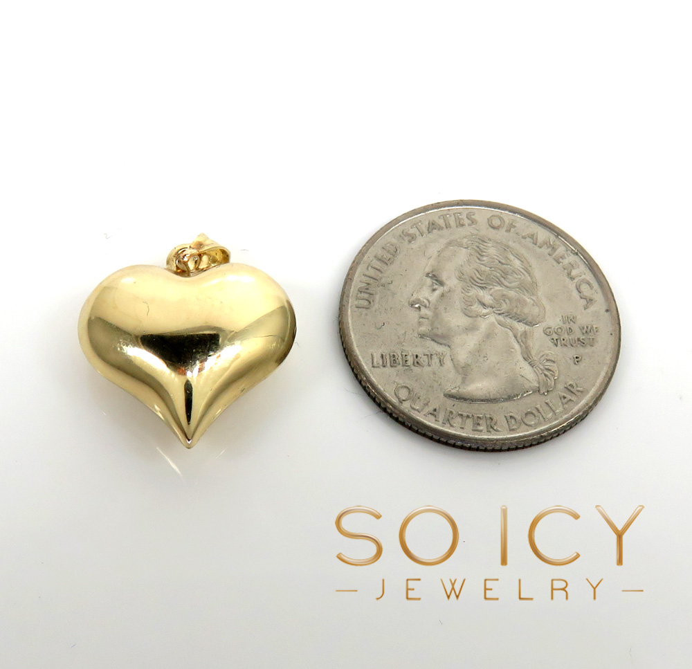 14k gold small solid heart pendant - Image 2