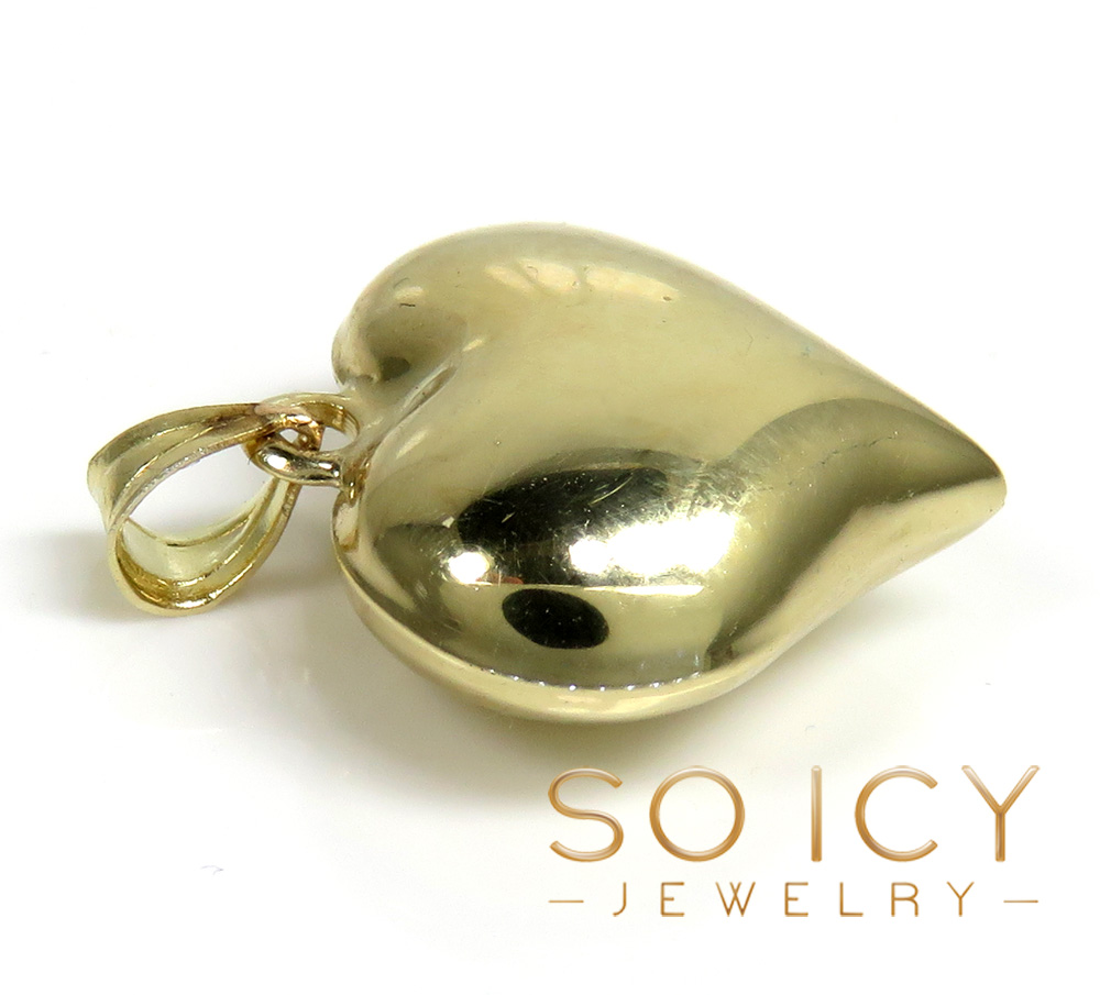 14k gold small solid heart pendant - Image 3