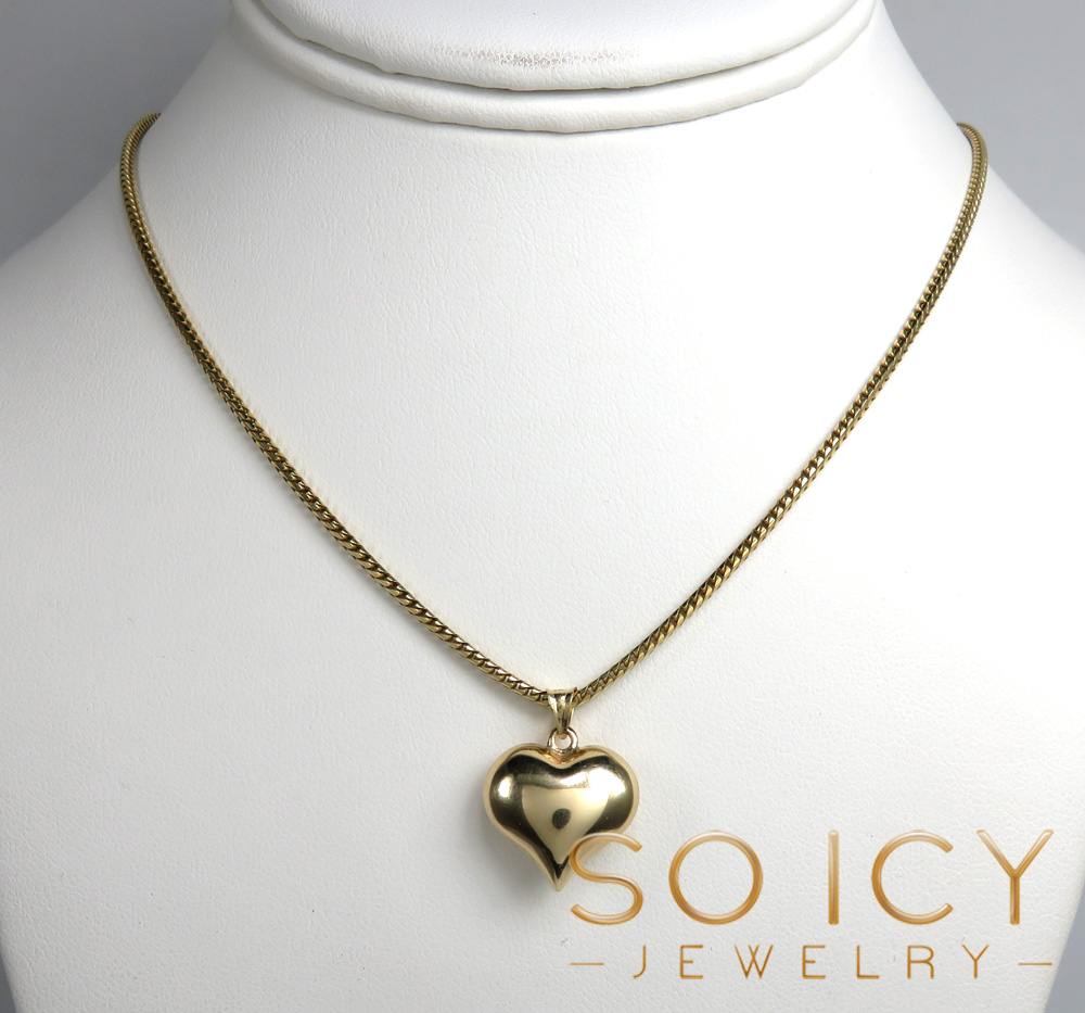 14k gold small solid heart pendant 
