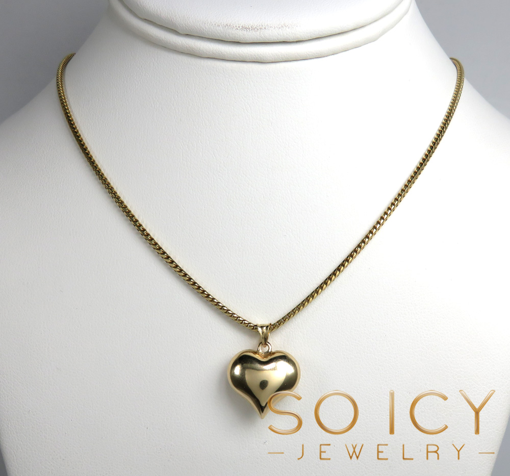 14k gold small solid heart pendant - Image 5