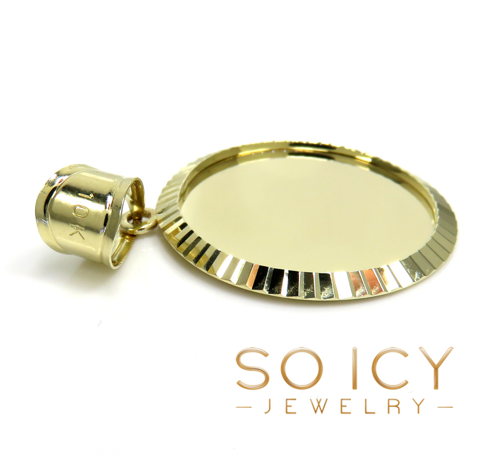 10k yellow gold fluted bezel small picture pendant 