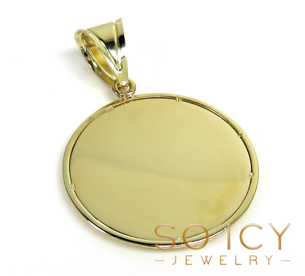 10k yellow gold fluted bezel small picture pendant  - Image 4