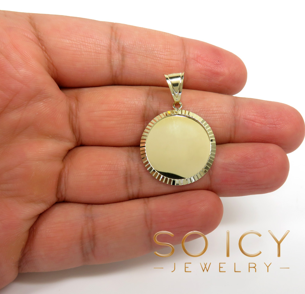 10k yellow gold fluted bezel small picture pendant  - Image 5