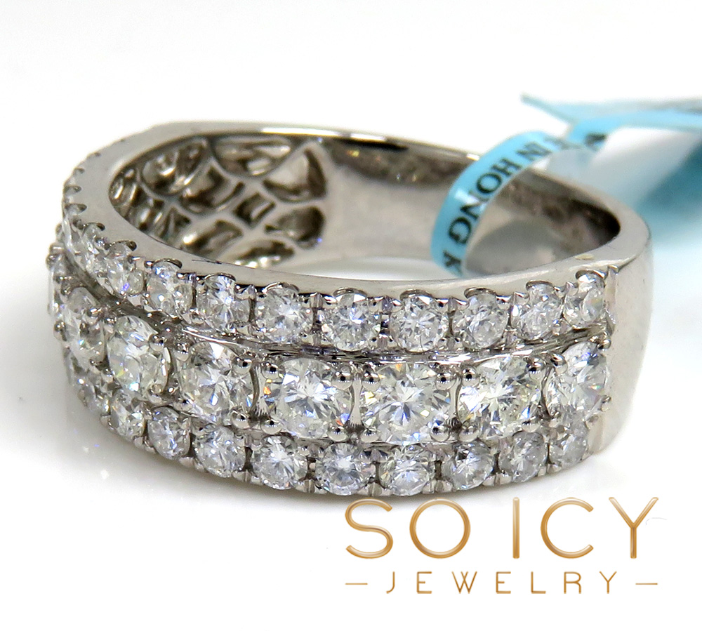 14k solid gold three row diamond 7.80mm half iced band 2.44ct