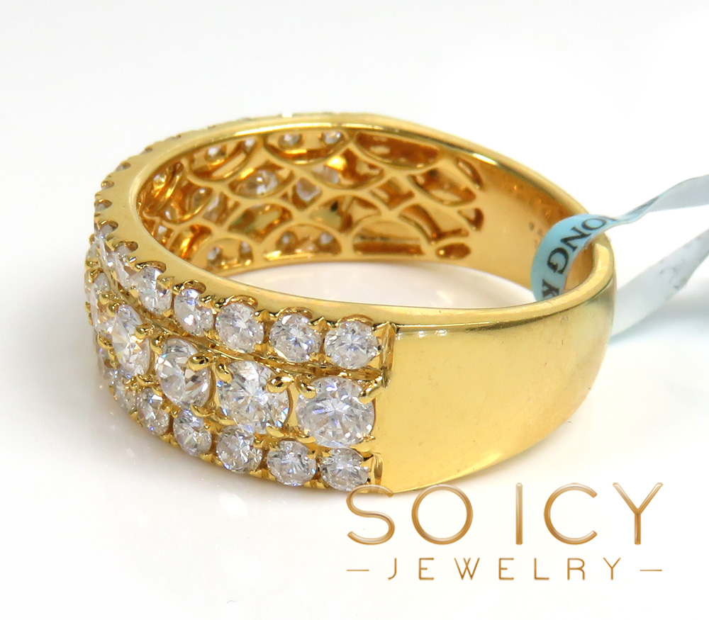 14k solid gold three row diamond 7.80mm half iced band 2.44ct - Image 4