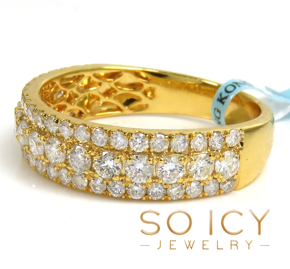 14k solid gold three row diamond 5.80mm half iced band 1.44ct