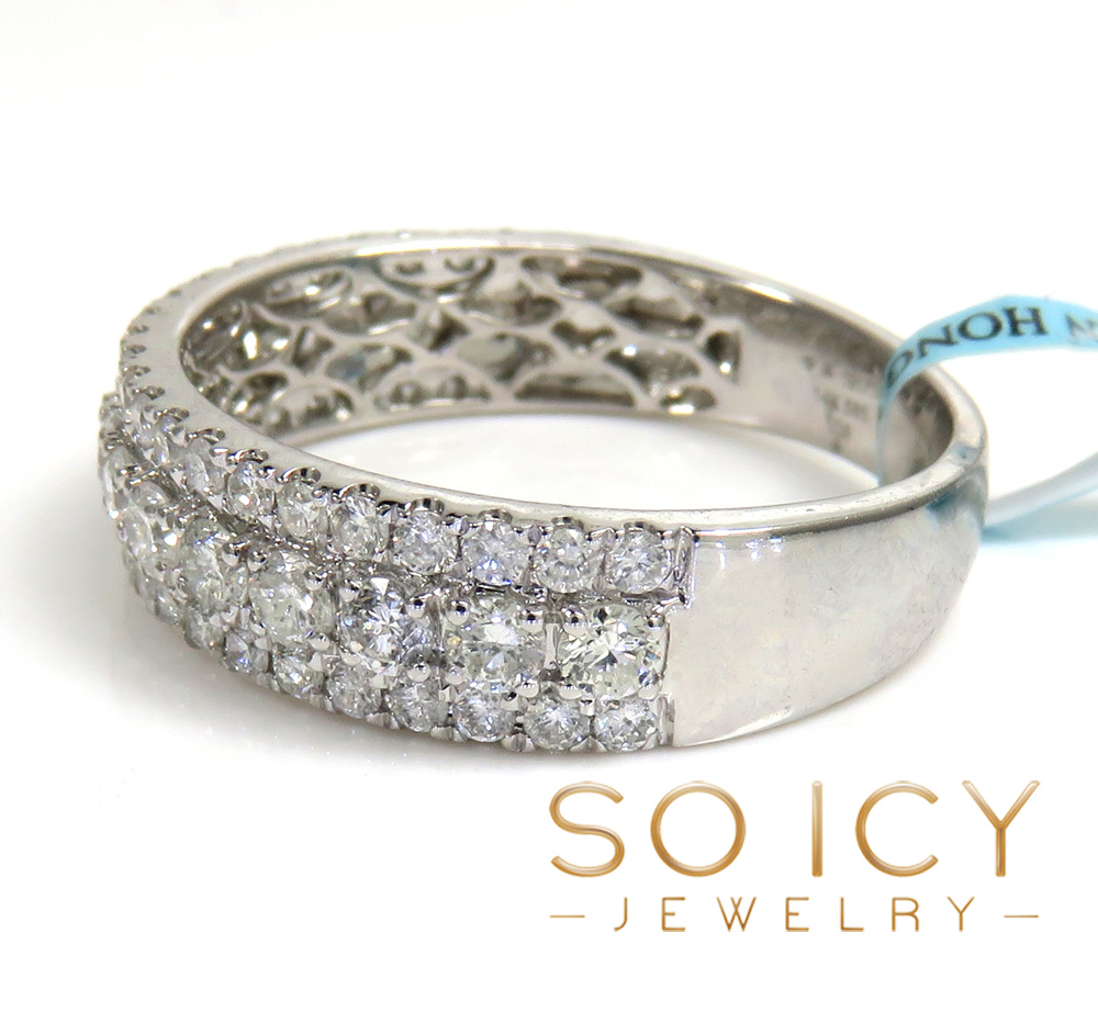 14k solid gold three row diamond 5.80mm half iced band 1.44ct