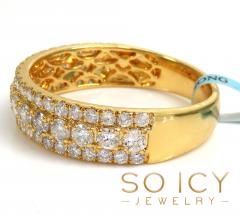 14k solid gold three row diamond 5.80mm half iced band 1.44ct