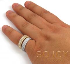 14k solid gold three row diamond 5.80mm half iced band 1.44ct