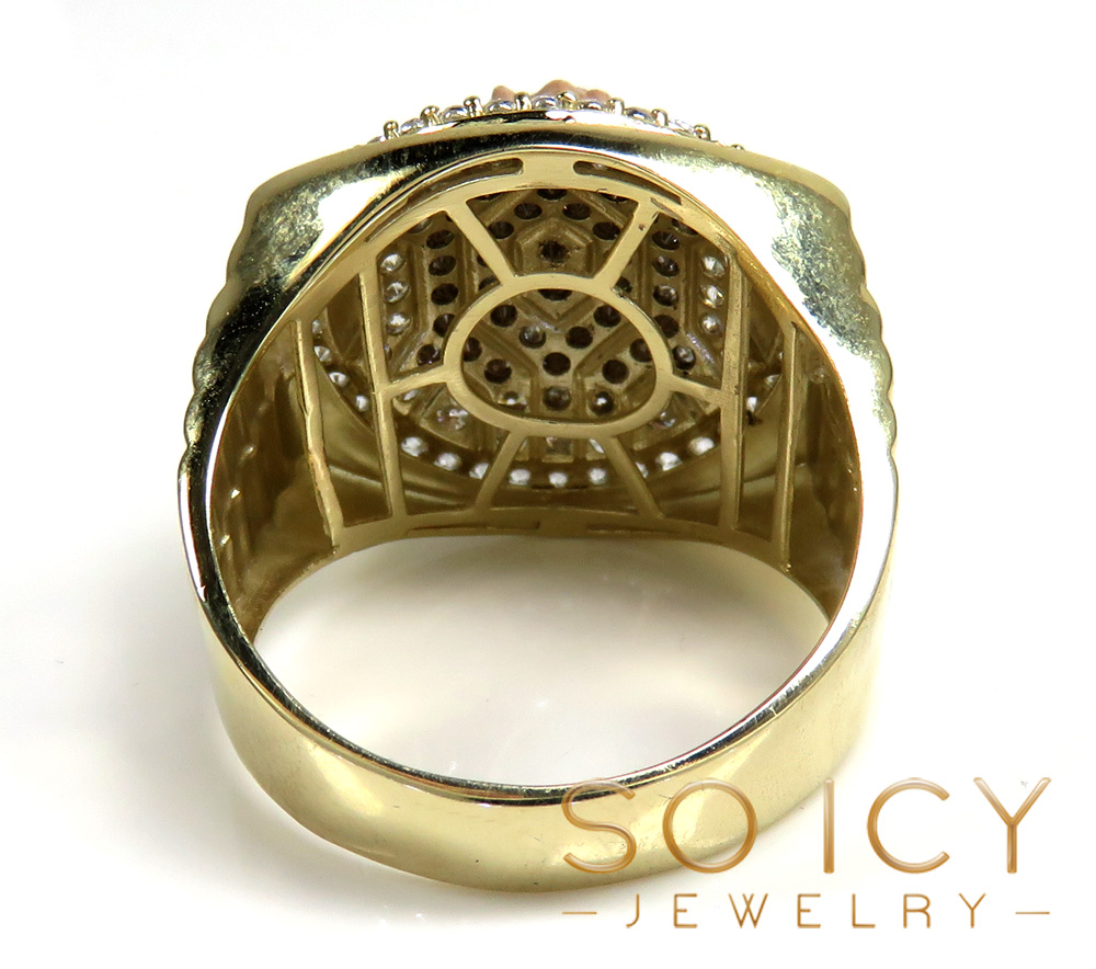 10k tri color cz presidential jesus face ring 1.00ct 