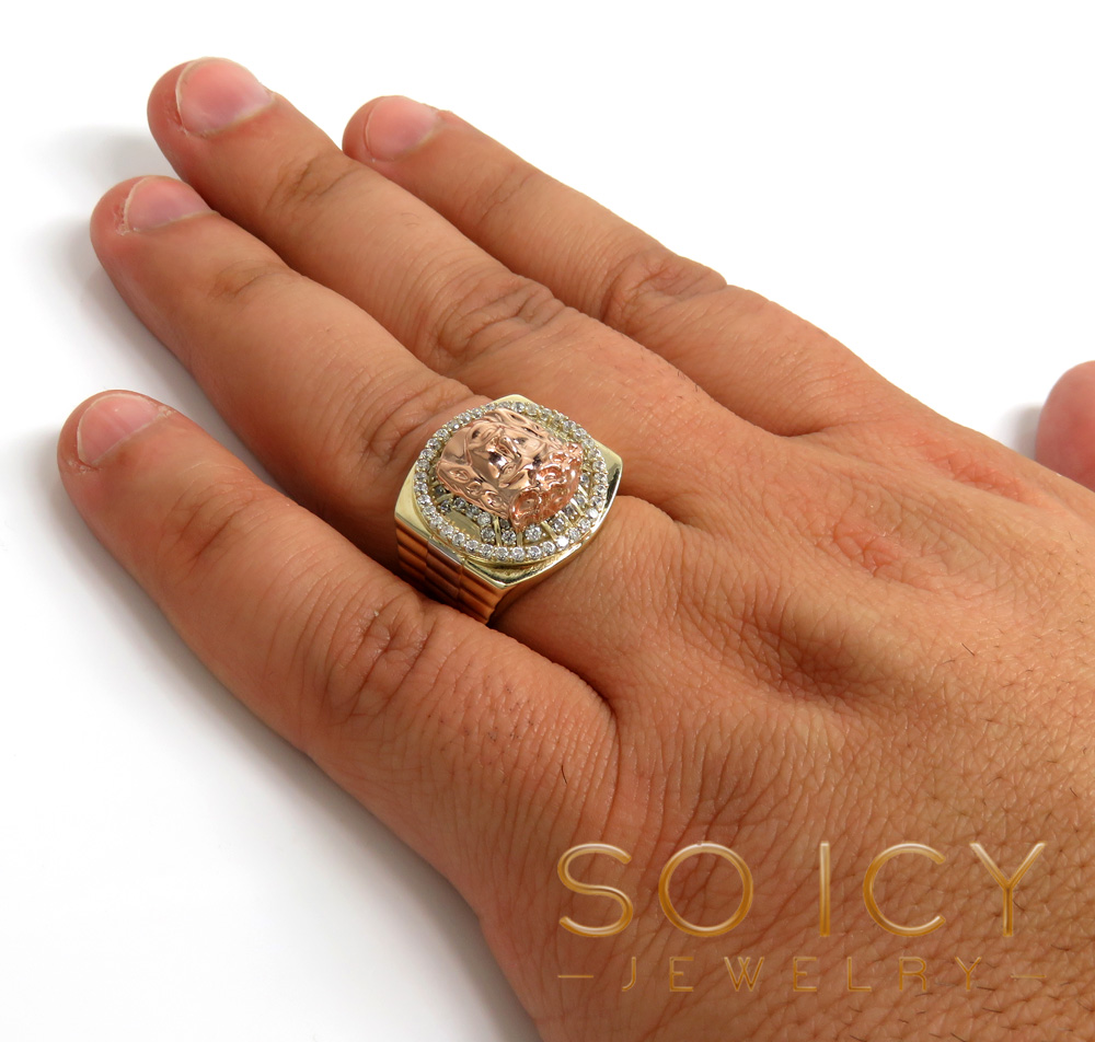 10k tri color cz presidential jesus face ring 1.00ct  - Image 5