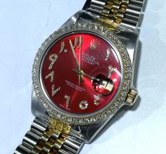 Rolex date just perpetual two tone 36mm custom diamond bezel 2.15ct