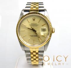 18k yellow gold and stainless steel rolex 36mm datejust watch 