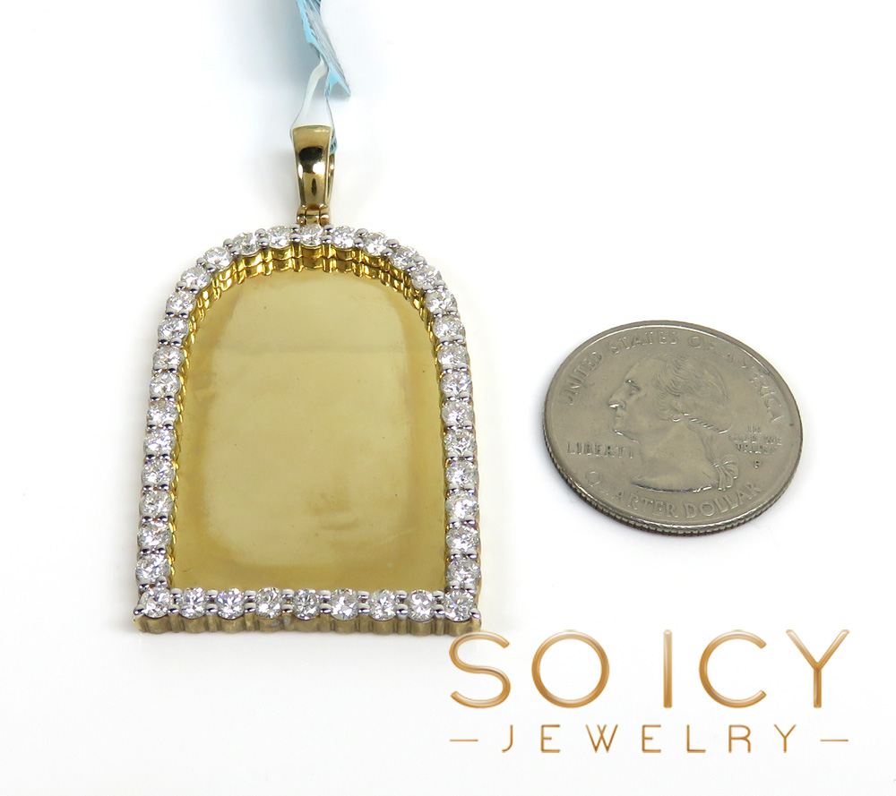 10k yellow gold xl diamond tomb stone picture pendant 3.91ct