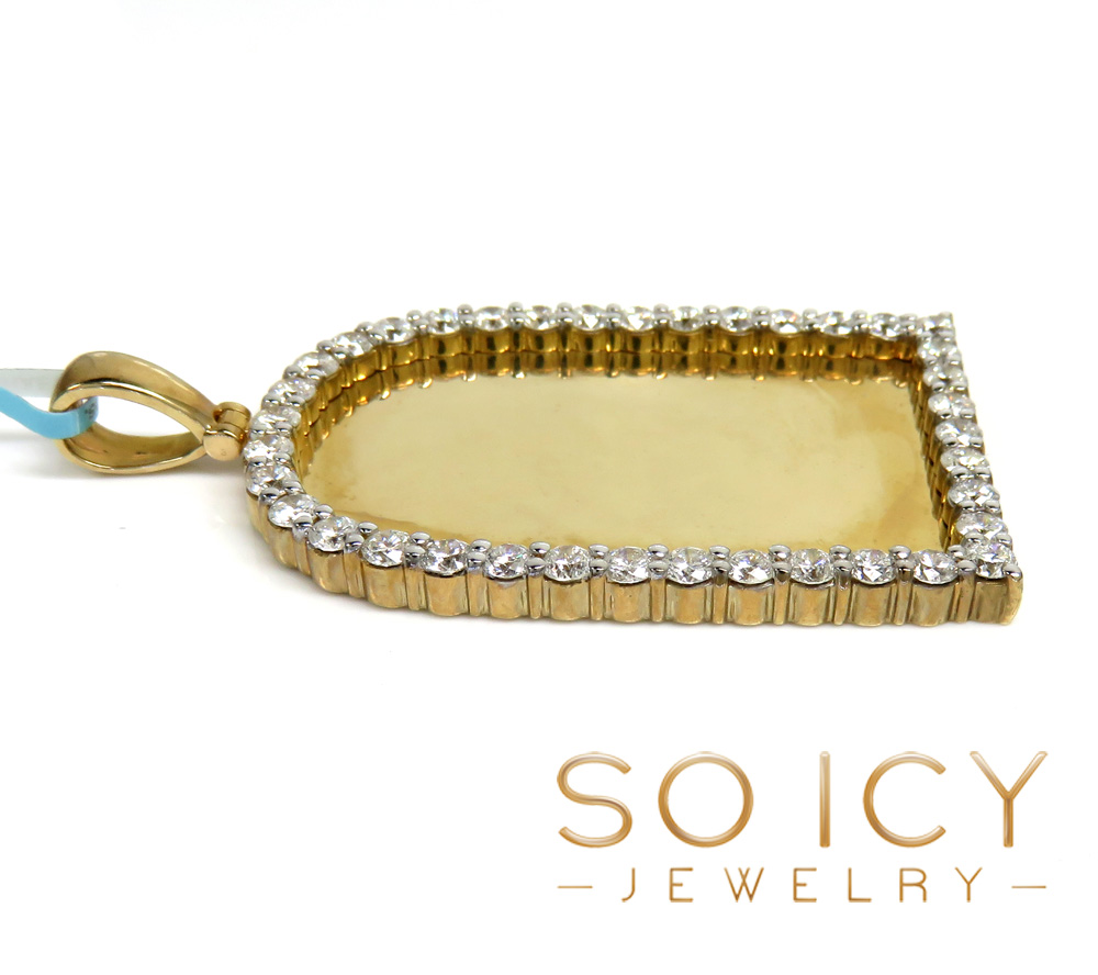 10k yellow gold xl diamond tomb stone picture pendant 3.91ct