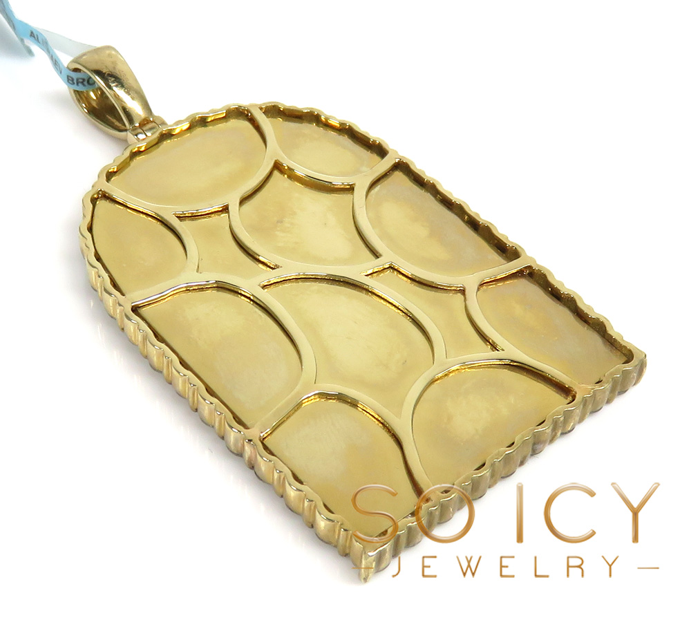 10k yellow gold xl diamond tomb stone picture pendant 3.91ct