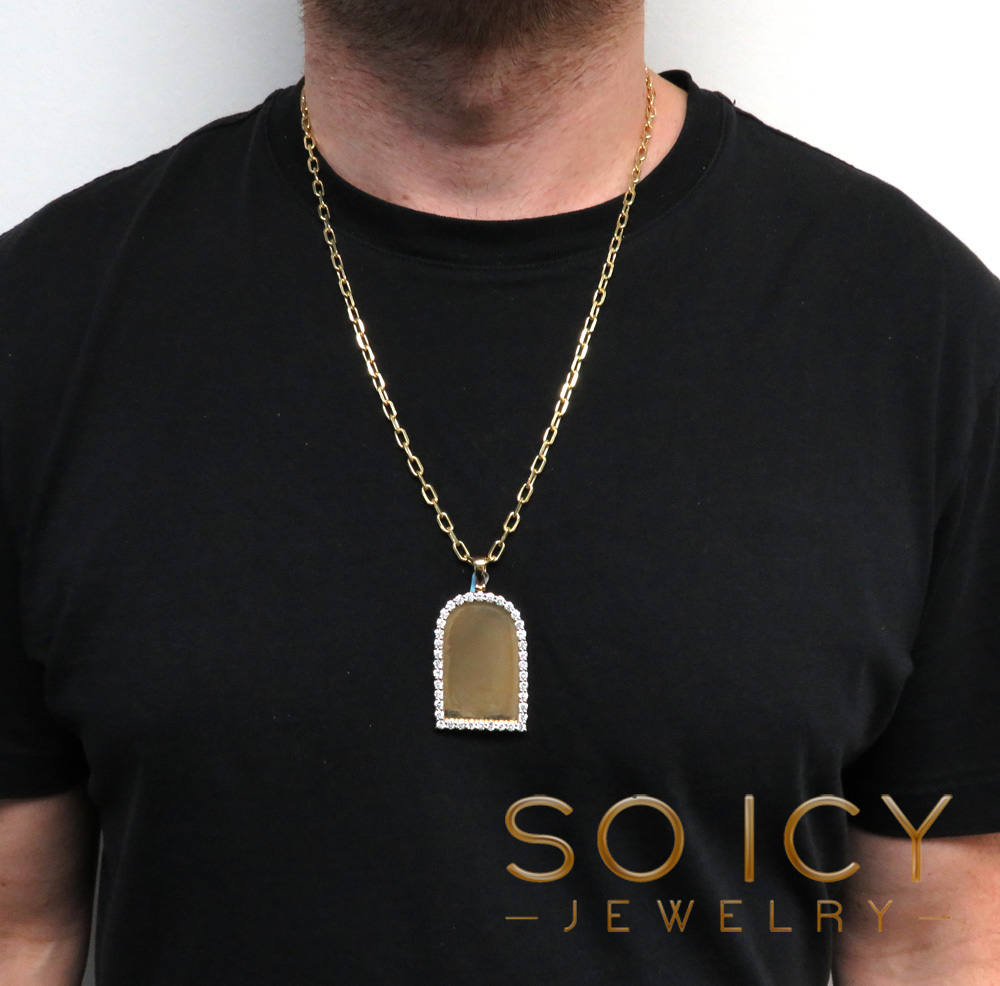 10k yellow gold xl diamond tomb stone picture pendant 3.91ct - Image 6