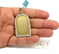 10k yellow gold xl diamond tomb stone picture pendant 3.91ct