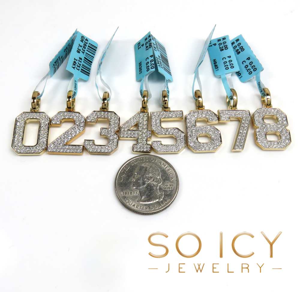 10k yellow gold diamond number pendant 0.48ct