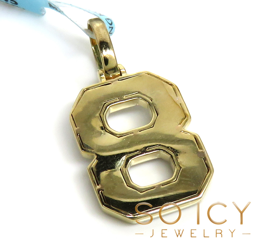 10k yellow gold diamond number pendant 0.48ct - Image 3