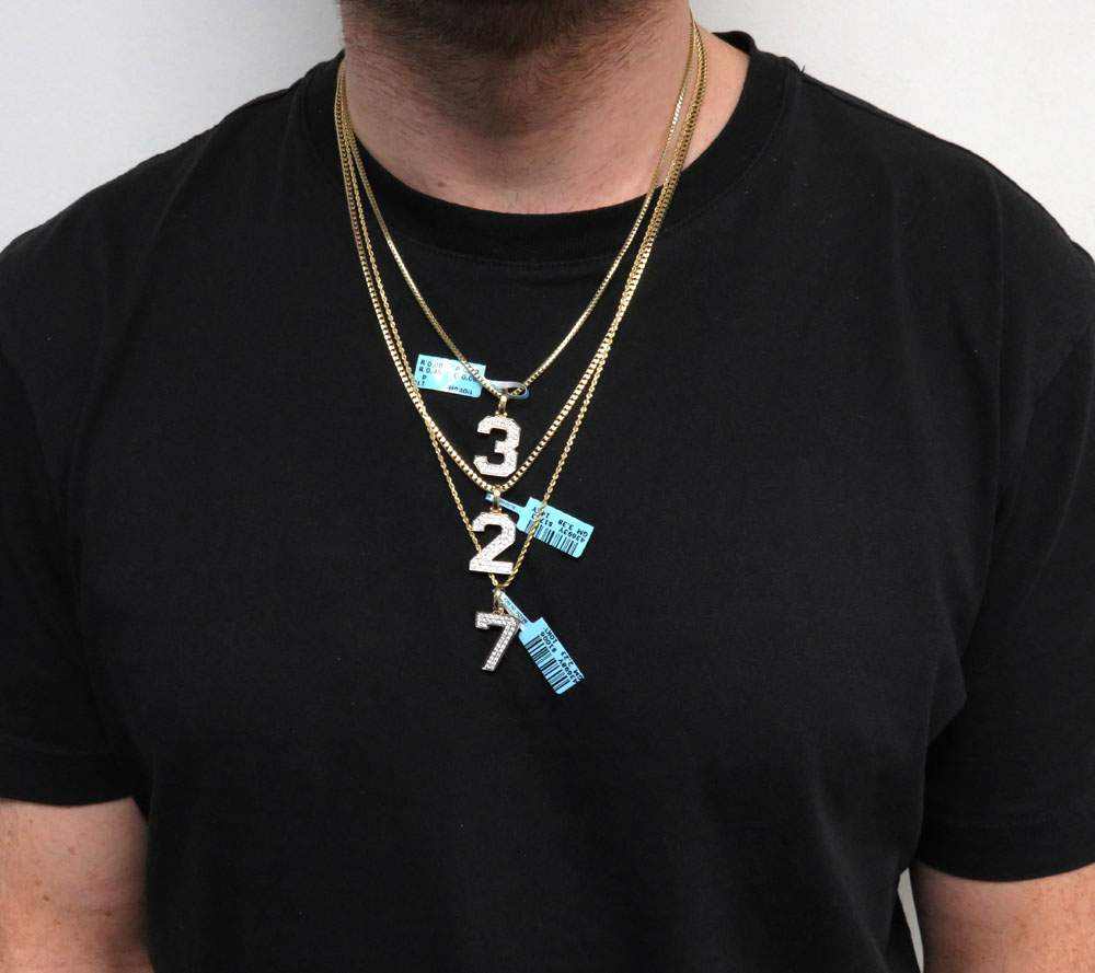 10k yellow gold diamond number pendant 0.48ct - Image 5