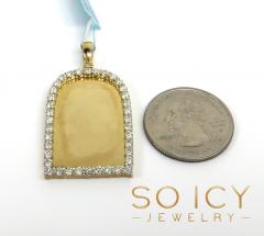 10k yellow gold large diamond tomb stone picture pendant 1.77ct
