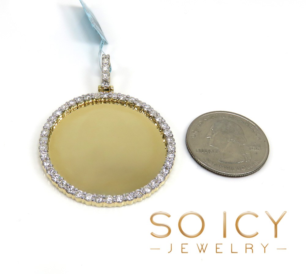 10k yellow gold diamond xl picture pendant 2.46ct - Image 2