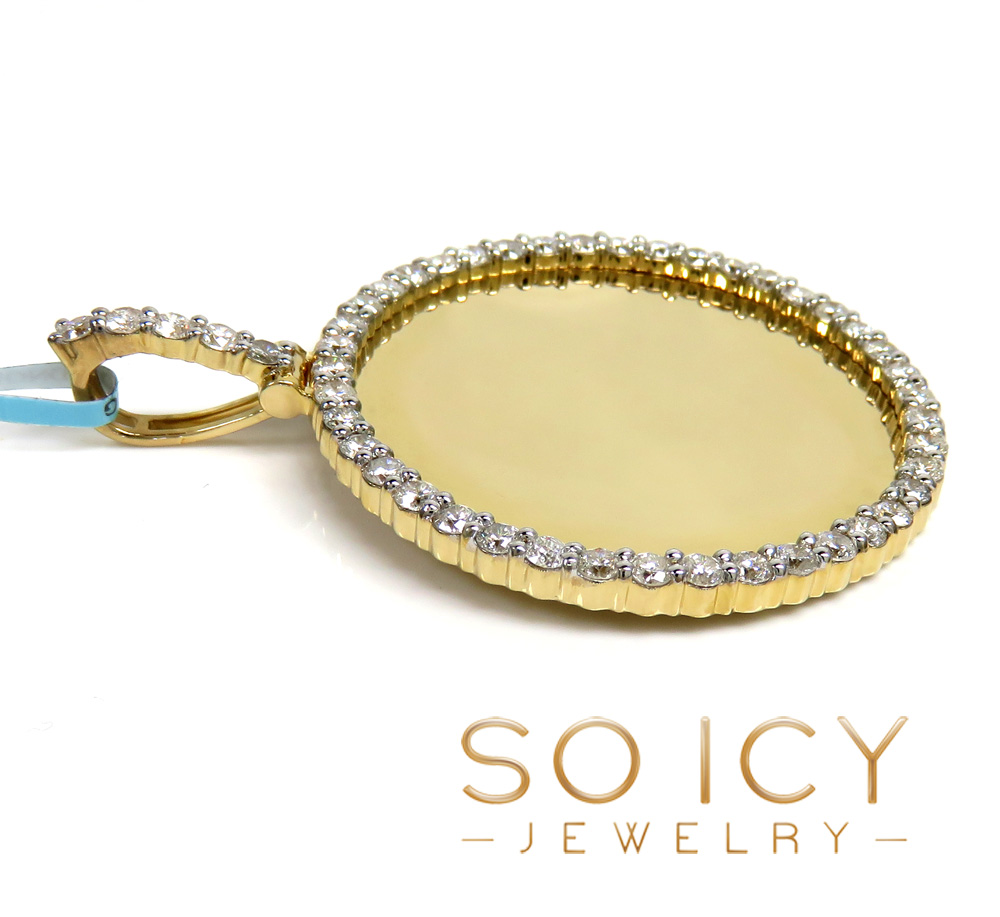 10k yellow gold diamond xl picture pendant 2.46ct - Image 3