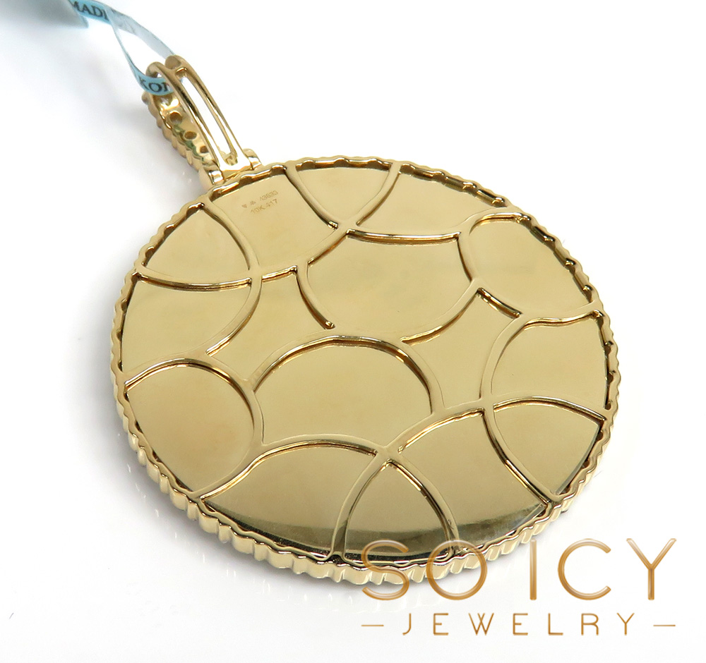 10k yellow gold diamond xl picture pendant 2.46ct - Image 4