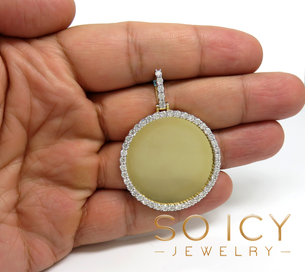 10k yellow gold diamond xl picture pendant 2.46ct - Image 5