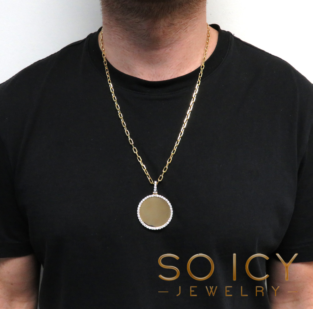 10k yellow gold diamond xl picture pendant 2.46ct - Image 6