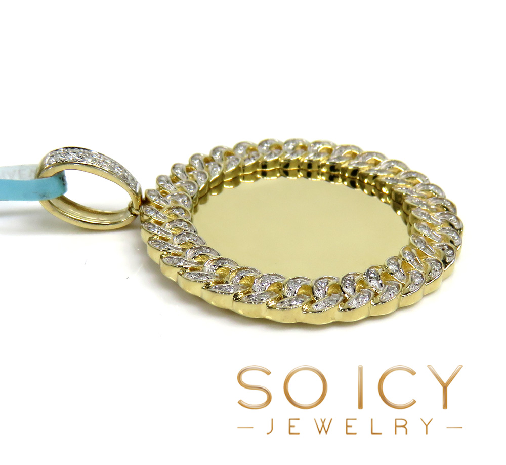 10k yellow gold diamond cuban large picture pendant 0.29ct 