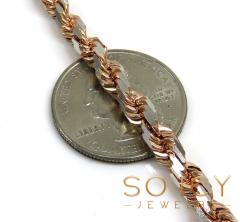10k rose two tone gold diamond cut rope chain 20-26