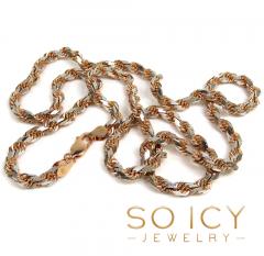 10k rose two tone gold diamond cut rope chain 20-26