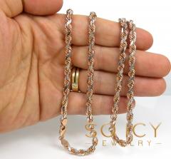 10k rose two tone gold diamond cut rope chain 20-26