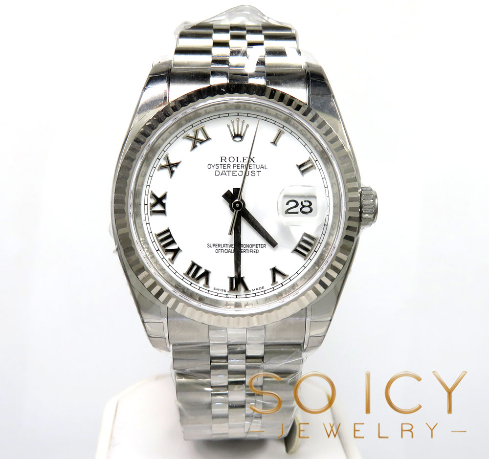 Rolex datejust stainless steel 36mm white roman dial ref. 116234
