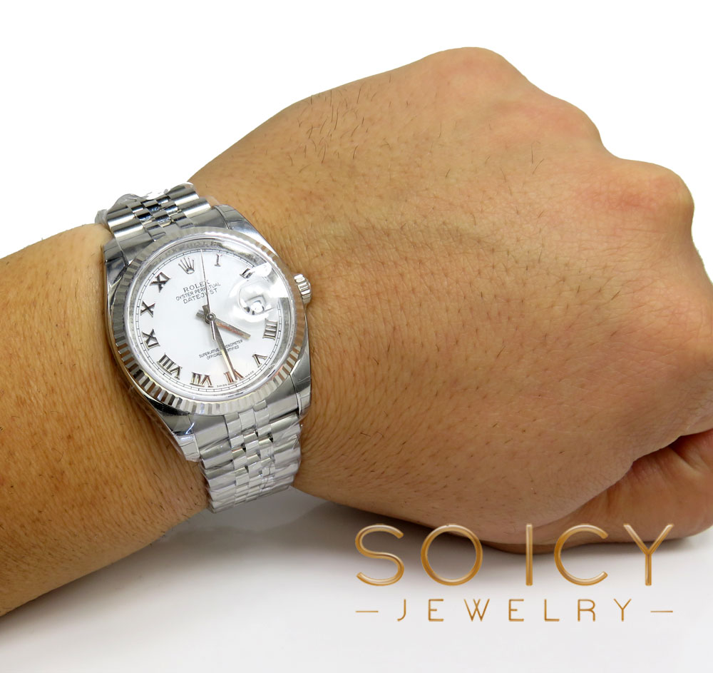 Rolex datejust stainless steel 36mm white roman dial ref. 116234 - Image 8