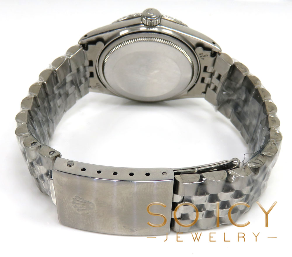 Rolex date just perpetual 36mm custom dome shape diamond bezel 3.50ct