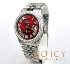 Rolex date just perpetual 36mm custom dome shape diamond bezel 3.50ct