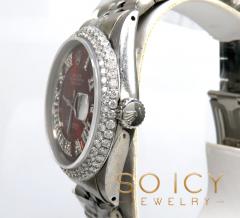 Rolex date just perpetual 36mm custom dome shape diamond bezel 3.50ct